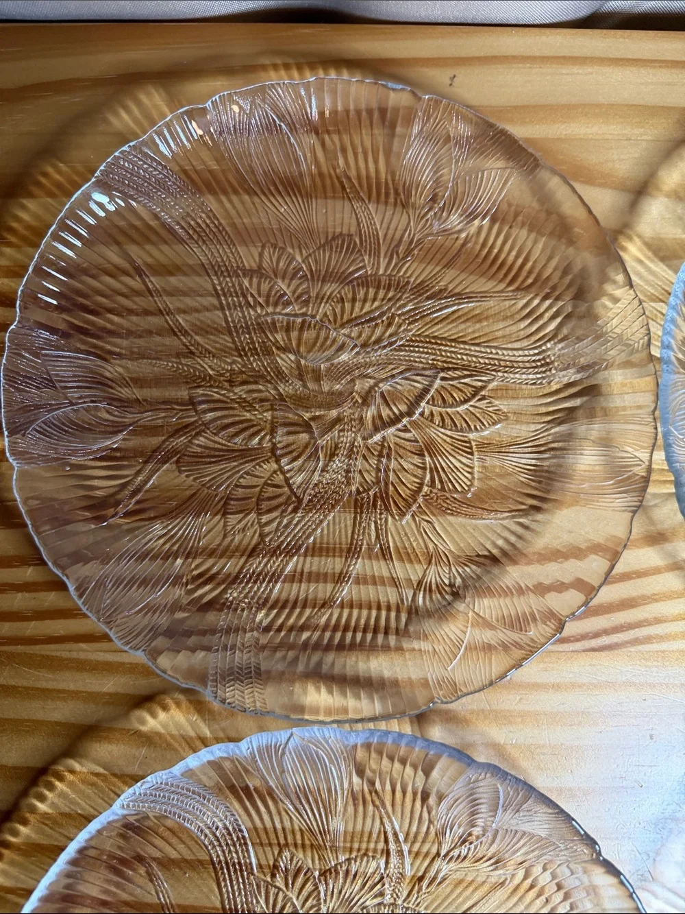 Vintage Arcoroc France Canterbury Crocus Glass 7.5” Bread Plates Set of 4 MCM